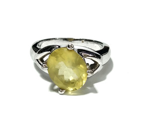 Natural Lemon Quartz Faceted Stone <b>Ring</b> 925 Solid Starling Silver <b>Ring</b> Amazing Color Lemon Stone Gift Birthstone <b>Ring</b> Jewelry - Product Image 1