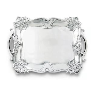 Bandeja Rectangular de Metal Martillado para Servir, Plato para Comida con Borde Decorado, Diseño Art Deco, Estilo Still Life Floral/Frutal, de Craft Emporium Exports - Product Image 6