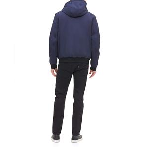 Blouson Softshell Homme Personnalisé à Capuche Bleu Marine Doublure Contrastante Imperméable Coupe-Vent Uniforme Équipe de Voile Manteau d'Entreprise - Product Image 2