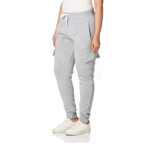 Pantalon de jogging cargo gris en coton pour homme, taille élastique avec cordon de serrage, décontracté, plusieurs poches, léger, coupe droite, hiver, foncé - Product Image 3