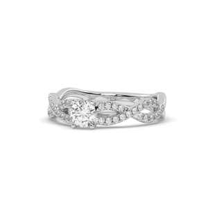 Anillo de Diamantes Clásico con Incrustaciones para Mujer, Corte Brillante Redondo, Cultivado en Laboratorio, Oro Blanco de 14K, Claridad VS1, Color E, 0.946 Quilates - Product Image 2