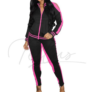 Ensemble de survêtement femme multicolores, style nouveau, 2 pièces, manches longues, fermeture éclair - Product Image 4