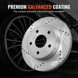 Kit de Frenos Delanteros y Traseros para Dodge Ram 1500 y Dodge Durango, Chrysler, 06-2018, Rotores de Freno Perforados y Ranurados para Cer - Product Image 5