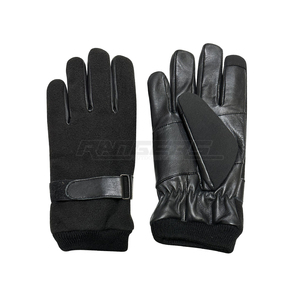 Black Leather <b>Gloves</b> Real Sheepskin Warm Fleece Rib Cuff OEM Custom Low MOQ <b>Mens</b> Winter Driving <b>Gloves</b> Wholesale - Product Image 1