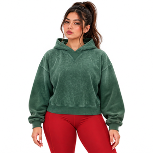 Sweat à capuche court en molleton de coton 380 GSM personnalisé – Vente en gros pour marques de vêtements féminins, boutiques et fournisseurs de détail aux États-Unis - Product Image 5
