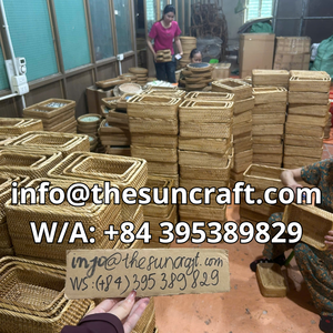 Decorative Rattan Serving Tray Wood Weaving Platter for Modern Farmhouse Kitchen <b>Storage</b> Dining Interior Decor <b>Storage</b> - Product Image 5