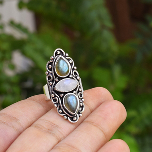Natural <b>Labradorite</b> <b>Ring</b> 925 Sterling Silver Gemstone Jewelry Designer Handmade <b>Ring</b> for Women - Product Image 1