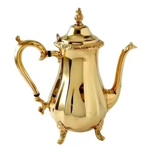 Designer Gold Metal <b>Tea</b> <b>Pot</b> Premium Stainless Steel <b>Tea</b> Serving <b>Pot</b> for Contemporary Kitchen and Table Presentation - Product Image 1