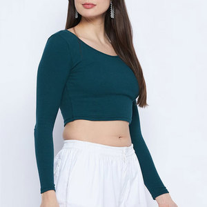 T-shirt décontracté pour femme à manches longues, col rond, coupe ajustée, tricoté, couleur unie, respirant, toutes saisons - Product Image 3