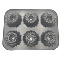 Moule à muffins en acier au carbone antiadhésif en forme de fleur 6 tasses, certifié FDA LFGB, compatible four, écologique, passe au lave-vaisselle, facile à utiliser