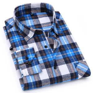 Chemise à carreaux pour hommes, noir et blanc, en coton tissé, manches longues, motif monochrome, facile d'entretien, chemises décontractées pour le bureau - Product Image 4