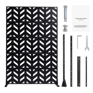 Schermo per la privacy da esterno 119,4 cm L x 182,9 cm H, divisorio autoportante a 5 pannelli, schermo decorativo da giardino in metallo tagliato al laser - Product Image 1