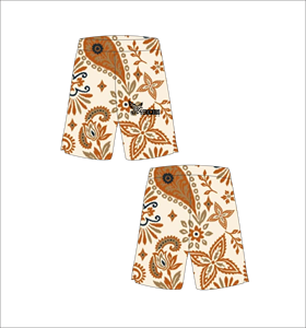 Shorts de basketball personnalisés en crème avec motif floral cachemire marron et orange, légers, respirants, en maille, pour l'entraînement sportif - Product Image 1