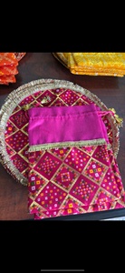 Juego de Bolsas Potli Bandhani Premium con Thali Decorativo, Bolsa de Regalo Tradicional India, Recuerdos Festivos para Bodas - Product Image 3