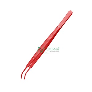 Pince chirurgicale de qualité supérieure, rouge, 7 pouces, à pointes dentelées délicates en acier inoxydable, certifiée CE - Product Image 2