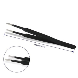 Ensemble de pinces à cils noires mates en acier inoxydable antistatique pour extensions de cils, outil professionnel de salon - Product Image 4