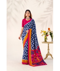 Indian Traditional Zigzag weaves Tussar silk with Digital Print Work Saree for Casual and Festive Partywear Saree for Women Wear - Product Image 1