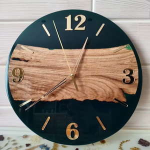 Horloge murale personnalisée en résine époxy et bois, style Art Déco, à piles, pour la décoration de la maison - Product Image 1