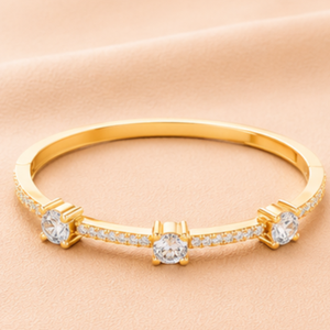 Luxury Three Stone Diamond Open Cuff <b>Bangle</b> <b>Bracelet</b> for Women 14KT Silver VVS1-VVS2 Clarity IGI Certified Wedding Jewelry Gift - Product Image 5