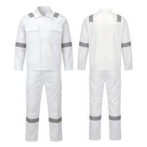 Combinaison de travail en coton pur printemps-automne, deux pièces, bandes réfléchissantes, qualité soudeur, résistante à l'abrasion, unisexe, vêtements de sécurité - Product Image 6