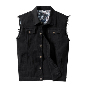 Gilet en jean vintage pour femme, décontracté, couleur unie, boutonné sur le devant, délavage clair, coton, taille haute, coupe ajustée, style automne, respirant - Product Image 1