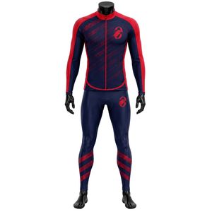 Red Navy Cycle Wear Set Full Sleeve <b>Jacket</b> and Leggings Comfortable Stretchable <b>Biking</b> Sportswear for Adults and Athletes - Product Image 1