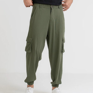 Joggers cargo pour hommes, coupe confortable, tissu doux, fermeture à boutons, style streetwear quotidien. - Product Image 1