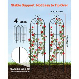 Traliccio da Giardino 60 x 15 Pollici, Verniciato a Polvere, per Rose, 4 Pezzi con Comoda Chiusura, Altezza 6 Piedi - Product Image 2