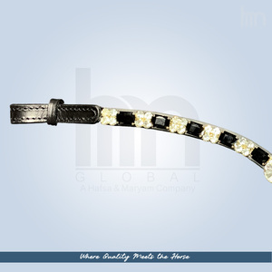 Diadema de Cuero de Vaca HMGLOBAL Premium Hecha a Mano con Cristales de Estrás Anatómicos en Forma de V de Alta Claridad en Negro Jet y Blanco - Product Image 6