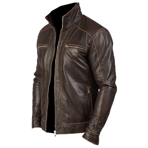Big & Tall Men's Genuine Leather Motorcycle Jackets-<b>Rugged</b> Vintage Style Breathable Design Superior Protection Pockets - Product Image 6