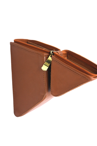 <b>Brown</b> Genuine Leather Makeup Brush <b>Storage</b> <b>Box</b> Portable Zipper Organizer Bag for Pens Lipsticks Travel - Product Image 5