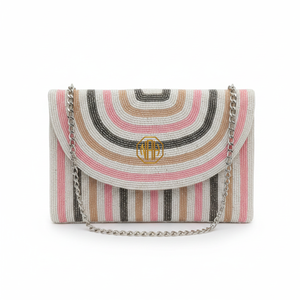 Pochette élégante en perles avec chaîne et fermeture à rabat, style soirée - Product Image 4