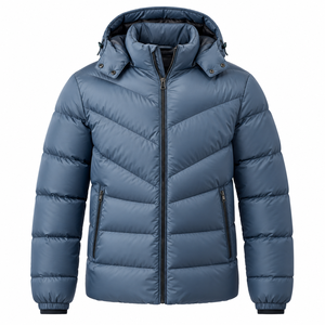 Blouson d'hiver personnalisé pour homme, col montant, design à capuche, rembourrage doux, toile imperméable, respirante, antibactérienne, anti-UV - Product Image 6