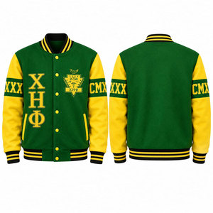 เสื้อแจ็คเก็ตวาร์ซิตี้ Chi Eta Phi สำหรับผู้ชาย สีเขียวเหลือง ปักตัวอักษรด้านหน้า สไตล์ Preppy ผ้าฝ้ายผสมขนสัตว์ เหมาะสำหรับใส่ในฤดูใบไม้ร่วง - Product Image 1