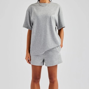 T-shirts et shorts décontractés surdimensionnés 2026 en coton lavé 100 % à séchage rapide, coupe ample unisexe pour hommes - Product Image 1