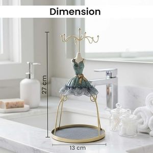 Vintage Gold Jewelry Display Stand With Dress Mannequin And Rotatable Base For Necklaces <b>Earrings</b> Rings <b>Storage</b> - Product Image 4