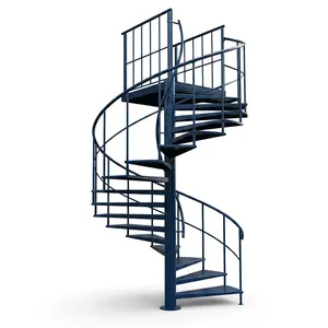 Escalier en spirale moderne en acier avec rampe métallique durable, design intérieur pour appartement, villa, maison, bureau - Product Image 4