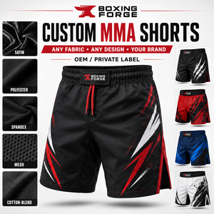 Shorts de Muay Thai Den Of Wolves rouge et noir avec impression par transfert thermique, vêtements de sport pour hommes - Product Image 5