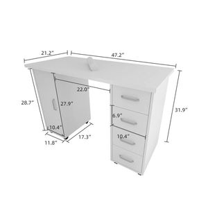 Tavolo per Manicure Bianco a Doppio Bordo con Cassetto, Tavoli per Unghie di Alta Qualità - Product Image 6