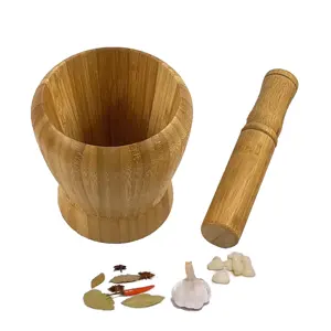 Mörser-und Stößel-Set Guacamole Bowl Shell Knoblauch Pfeffer Press Grinder Crusher Bamboo | Homex_BSCI Factory