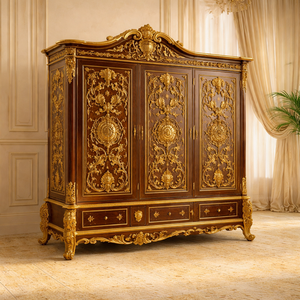 Juego de Cama Queen Size Estilo Palacio Rococó, Estilo Castillo Maharaja, Muebles de Dormitorio de Madera de Teca, Muebles de Dormitorio Reales Personalizados, EE. UU. - Product Image 2