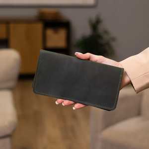 Portefeuille long en cuir haut de gamme, pochette à monnaie élégante, pochette de soirée, porte-monnaie compact, porte-cartes pour espèces et budget - Product Image 5