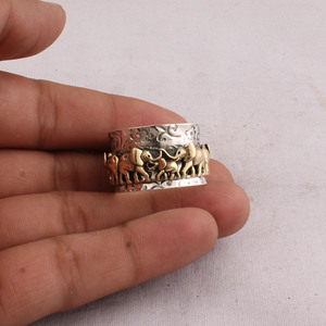 925 Sterling Silver Classic Elephant <b>Spinner</b> <b>Ring</b> Two Tone Anxiety Fidget Jewelry for Party Wholesale - Product Image 5