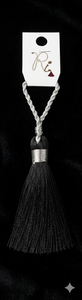 Black Fabric Tassel With Silver <b>Cord</b> Hanging Home Decor Minimalist Style For Living Room Indoor Use - Product Image 2
