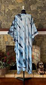 Kimono de Rayón con Estampado Shibori Indigo, Talla Grande, para Playa, Estilo Boho, Corte Holgado - Product Image 2