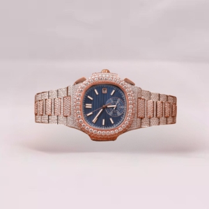 Luxury Design Moissanite Quartz <b>Watch</b> Iced Out Hip Hop Round <b>Case</b> in Orange Color for Unisex Wristwatch for Wholesale Buyer - Product Image 5