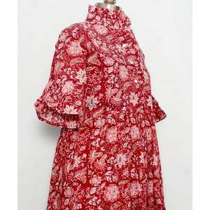 Vestido Largo 100% Algodón, Estilo Veraniego para Mujer, Estampado de Hojas Tropicales, Cintura con Cordón Ajustable, Manga Corta, Elegante Vestido Largo Maxi - Product Image 5