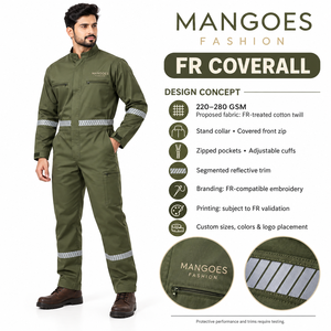 Overol de Seguridad Reflectante Mangoes Fashion, Color Verde Oliva, Corte Holgado, Ropa de Trabajo Industrial, Resistente al Agua y al Calor (Nivel 800C) - Product Image 6