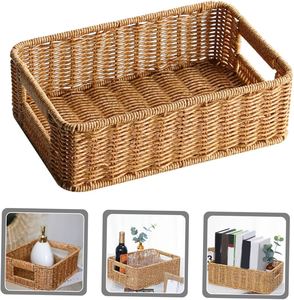 Hight Quality Custom Size <b>Rectangular</b> Rattan <b>Basket</b> Rustic Woven Handicrafts Organize, <b>Storage</b> and Decorative <b>Basket</b> - Product Image 2