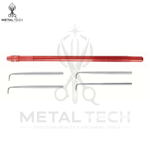 Kit de fabrication de perruques Lace Front avec aiguilles de ventilation en aluminium rouge et micro-aiguilles en acier de 4 tailles (1-1 à 3-4) pour tissage de cheveux - Product Image 3